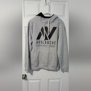 Avalanche Gray and Black Graphic Hoodie Sweatshirt